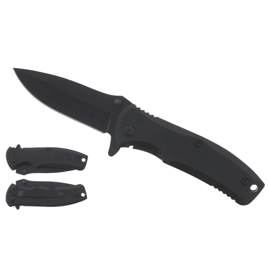 Falcon black spring assisted pocket knife with ergonomic handle and sleek blade design