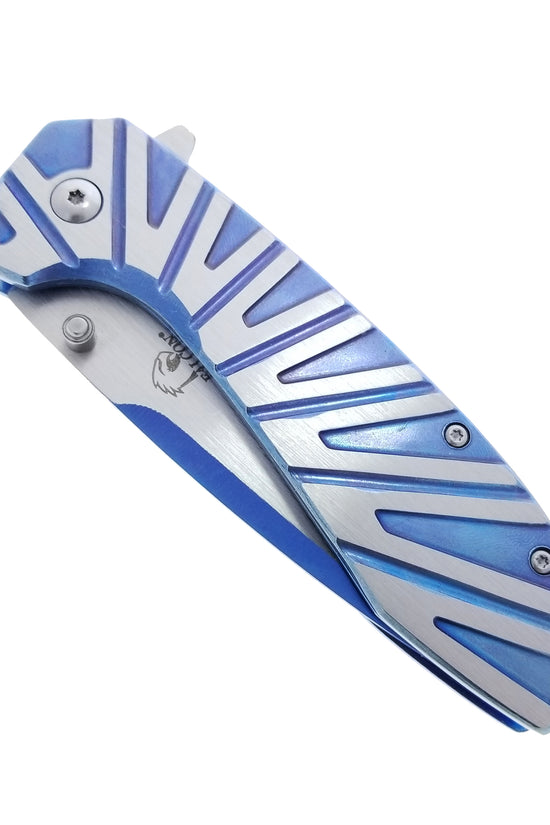 Falcon Blue Spring Assisted Pocket Knife with a sleek design and durable handle for everyday use