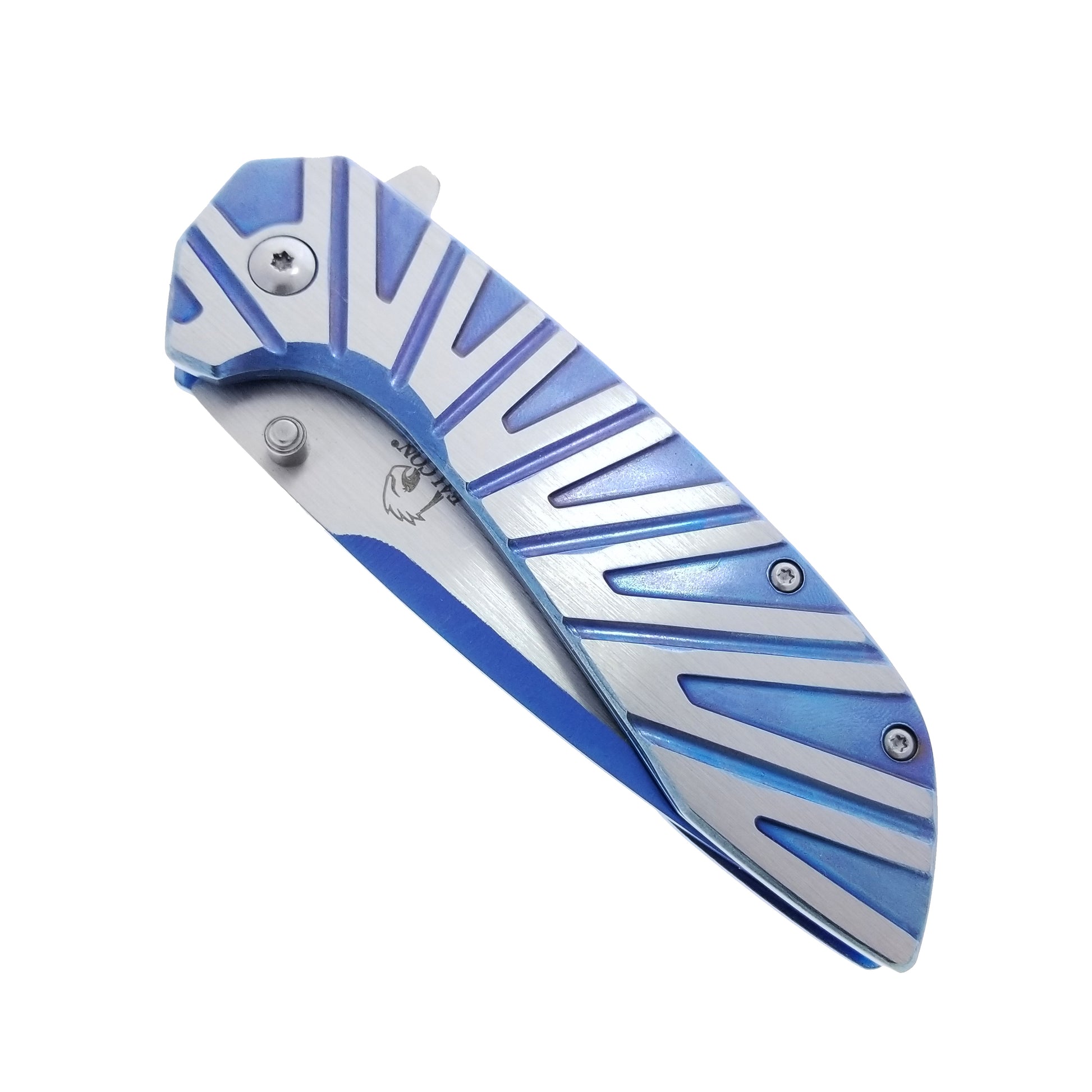 Falcon Blue Spring Assisted Pocket Knife with a sleek design and durable handle for everyday use