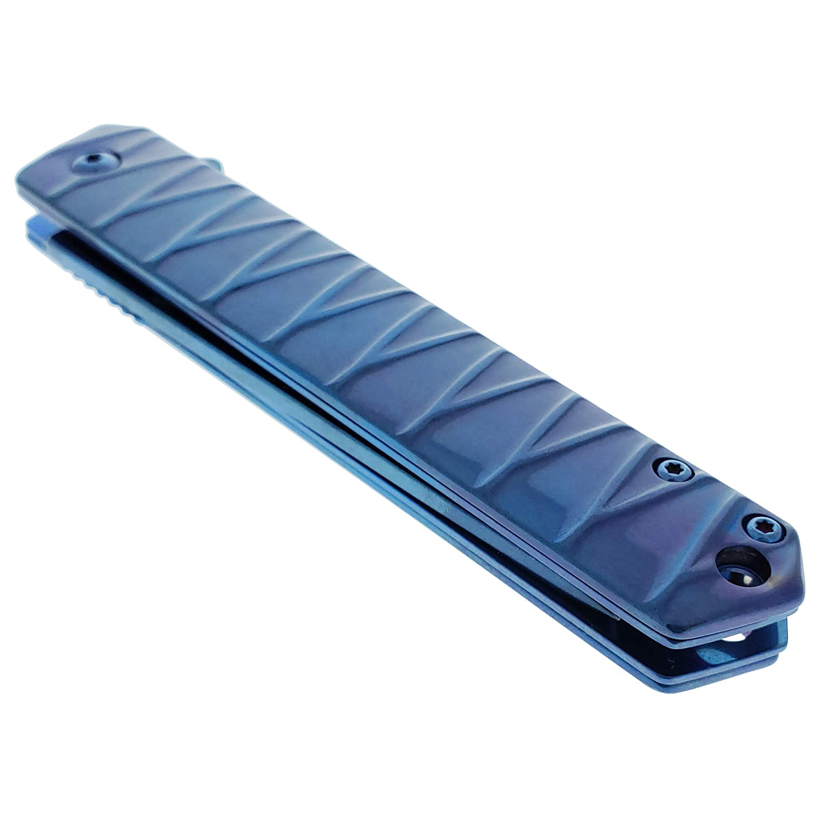 Falcon Blue Tanto Blade Spring Assisted Pocket Knife with ergonomic handle and sleek design
