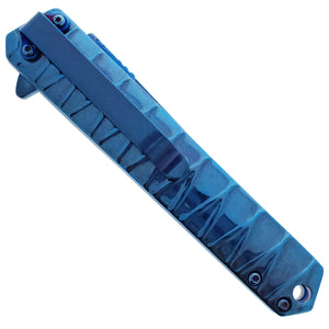 Falcon Blue Tanto Blade Spring Assisted Pocket Knife with ergonomic handle for easy carry