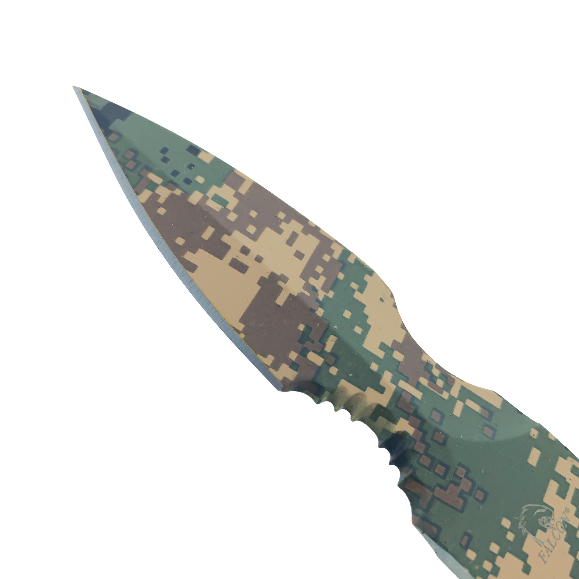 Falcon Brown Camouflage Tactical Knife with durable blade and ergonomic handle for outdoor use