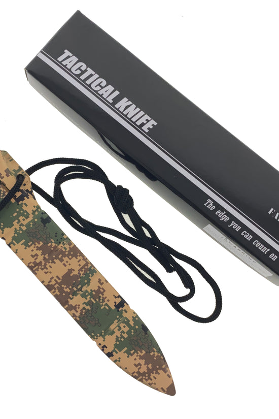 Falcon Brown Camouflage Tactical Knife with a secure grip and durable design for outdoor use