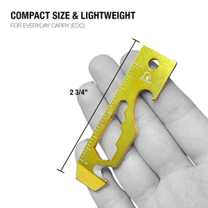 Falcon multitool compact gold EDC keychain tool with ruler markings bottle opener 2.75 inches
