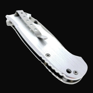 Falcon EDC knife wood handle spring assisted pocket knife with silver metal clip closed