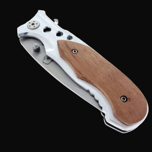 Falcon EDC knife wood handle spring assisted pocket knife with stainless steel blade