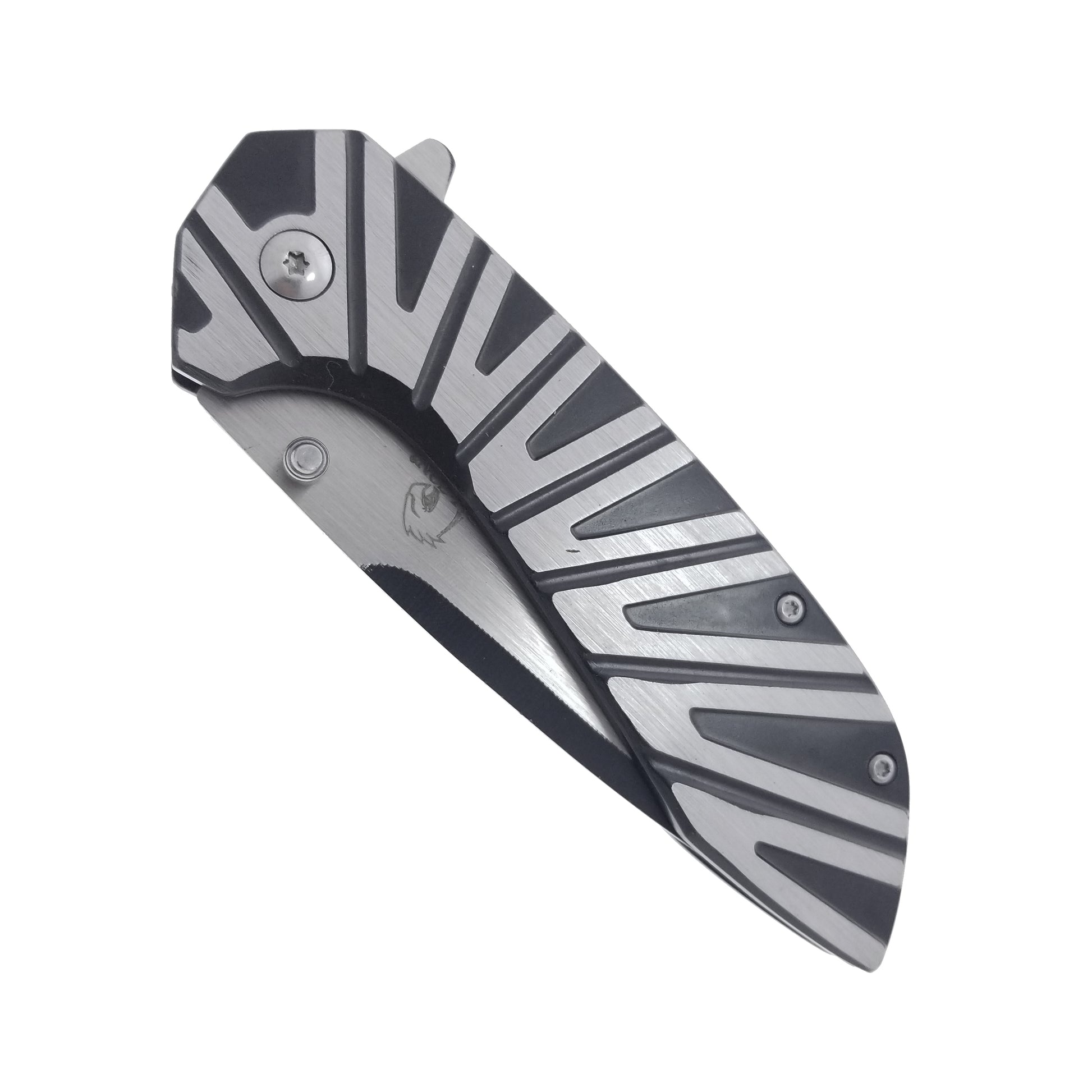 Falcon EDC Spring Assisted Pocket Knife with a sleek metallic design and ergonomic grip
