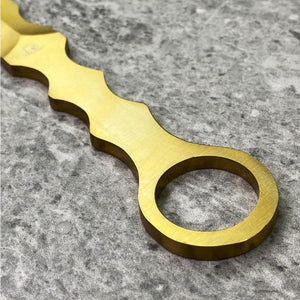 Brass finished falcon tactical knife fixed blade with ring handle and scalloped contoured grip