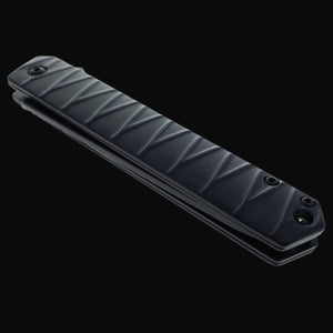 Falcon tanto spring assisted pocket knife black closed handle with textured grip and pocket clip