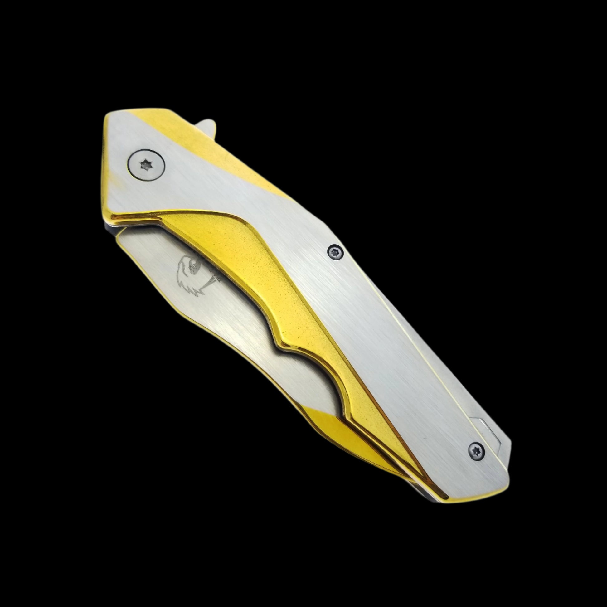 Falcon Gold and Silver Spring Assisted Pocket Knife with sleek design and sturdy blade for everyday use