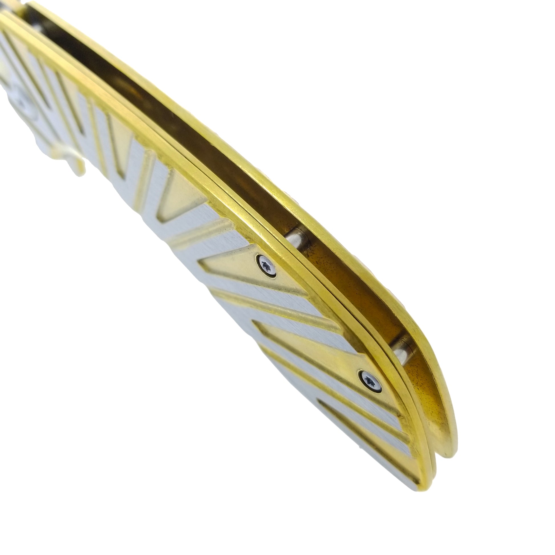 Falcon Gold & Silver Spring Assisted Pocket Knife with a sleek design and ergonomic grip