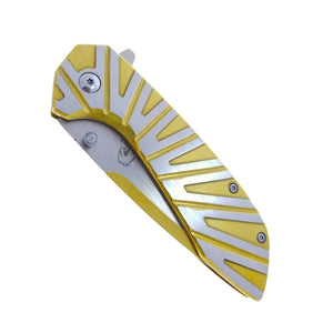 Falcon Gold & Silver Spring Assisted Pocket Knife with sleek design and durable grip