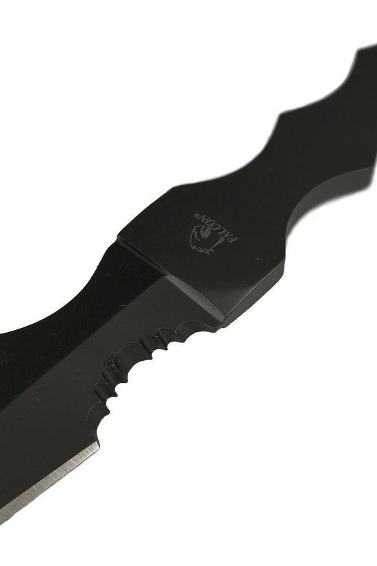 Falcon Gray Tactical Fixed Blade Knife with durable black blade and ergonomic grip for outdoor use