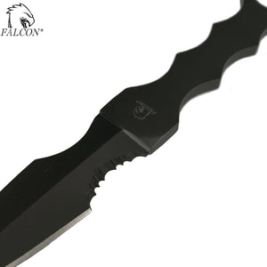 Falcon Gray Tactical Fixed Blade Knife with durable black blade and ergonomic grip for outdoor use