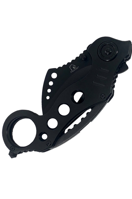 Falcon Karambit Spring Assisted Pocket Knife with ergonomic handle for easy grip and swift deployment