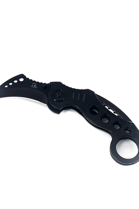 Falcon Karambit Spring Assisted Pocket Knife with Black Blade and Ergonomic Handle for Easy Use