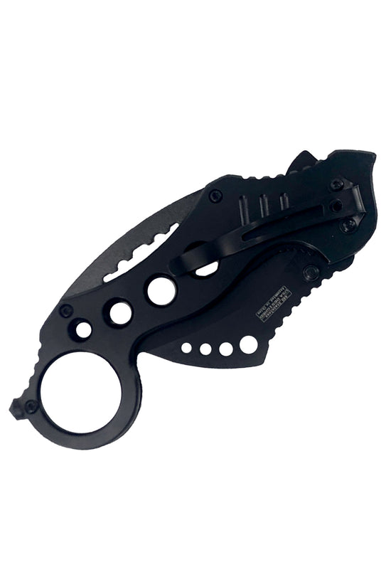 Falcon Karambit Spring Assisted Pocket Knife with durable black handle and functional blade design