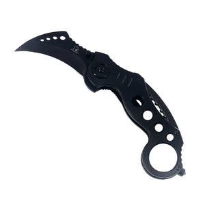 Falcon Karambit Spring Assisted Pocket Knife with sleek black blade and ergonomic handle for versatile use