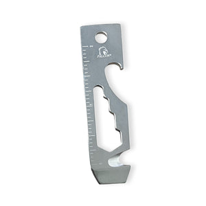 Falcon keychain multitool for outdoor use with bottle opener, ruler, and wrench features