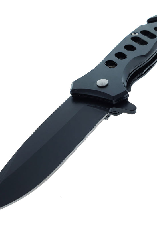Guild Arms EDC Spring assisted knife with black blade featuring a sleek handle design
