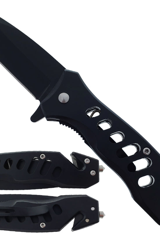 Guild Arms EDC Spring assisted knife with black blade featuring ergonomic handle and sleek design