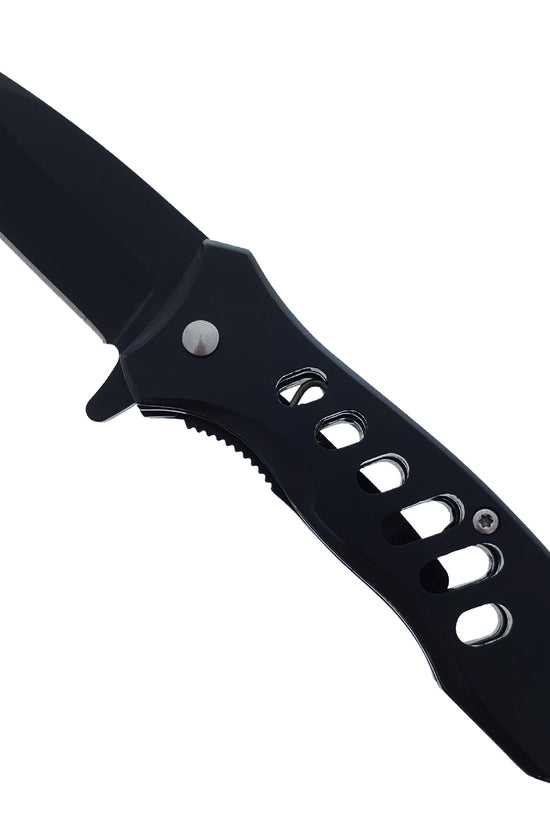 Guild Arms EDC Spring assisted knife with black blade featuring a sleek design and ergonomic handle