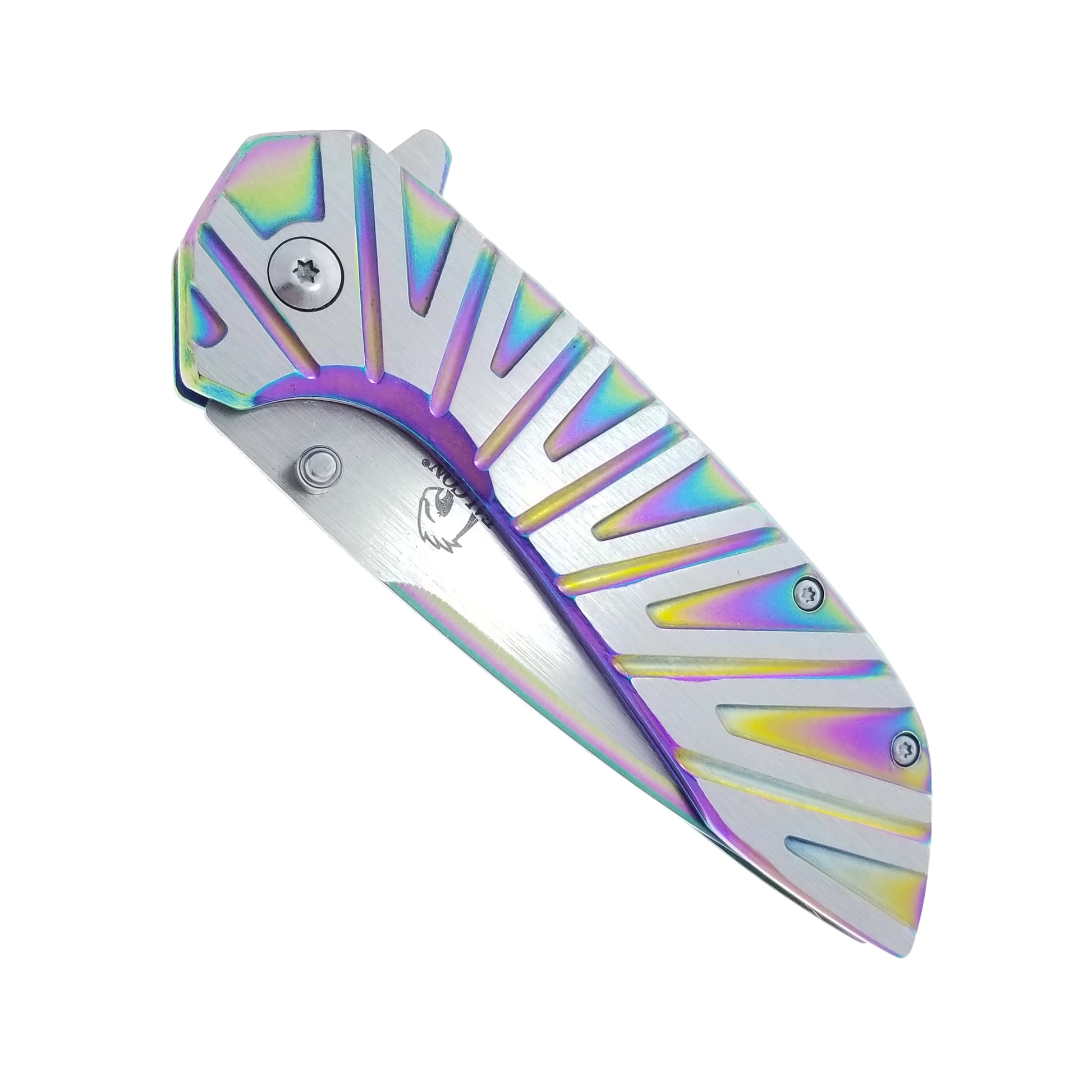 Falcon Rainbow EDC Pocket Knife with Spring Assisted Opening and Colorful Metallic Finish