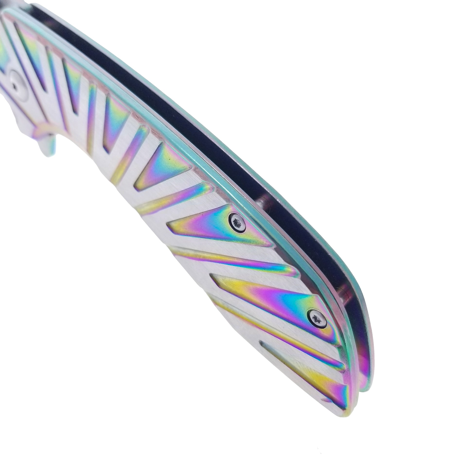 Falcon Rainbow EDC Pocket Knife with a colorful, textured handle design for everyday carry