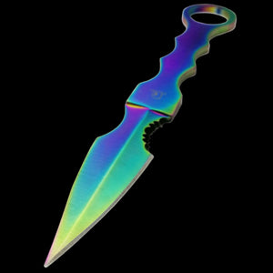 Falcon rainbow Fixed Blade Tactical knife with ergonomic handle and vibrant multicolor blade design