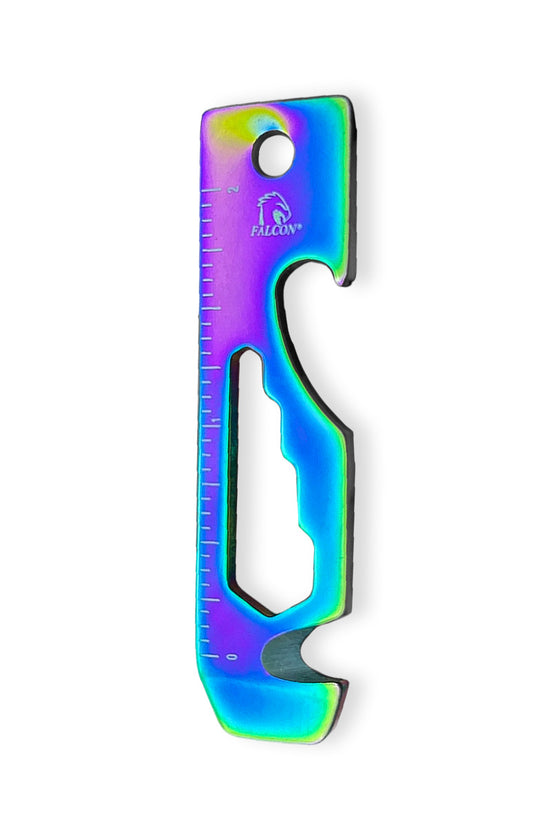 Falcon Rainbow Multi-Tool - 2.7 inch 8-in-1 multi-tool keychain with iridescent finish and compact design