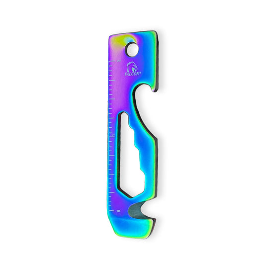 Falcon Rainbow Multi-Tool - 2.7 inch 8-in-1 multi-tool keychain with iridescent finish and compact design