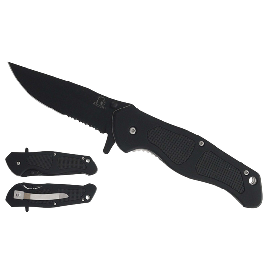 Falcon Black Rubber Handle Spring Assisted Knife