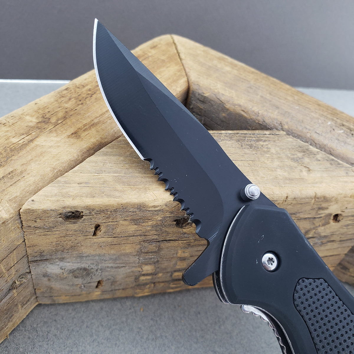 Falcon Black Rubber Handle Spring Assisted Knife