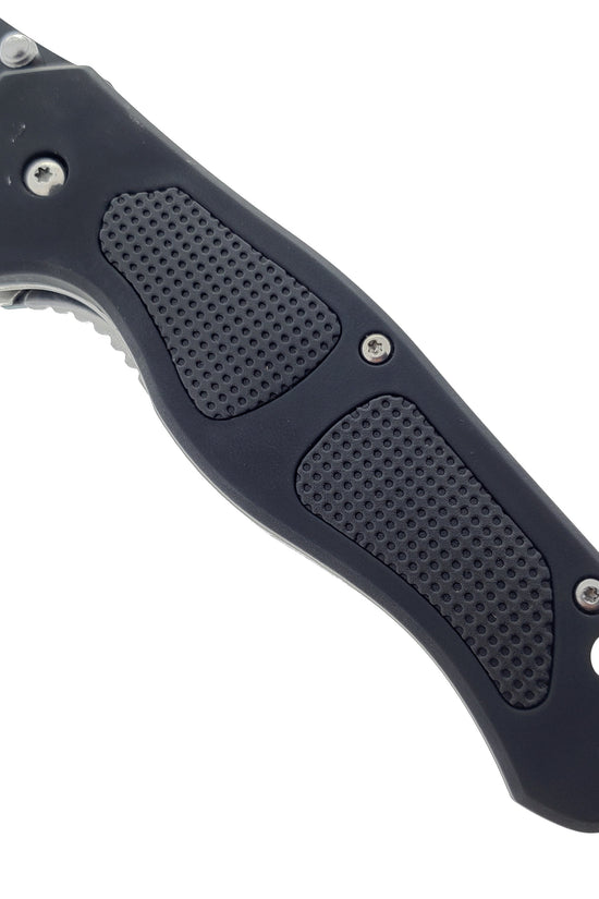 Falcon Black Rubber Handle Spring Assisted Knife