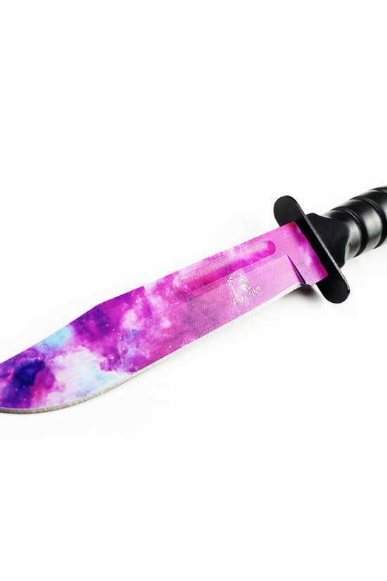 Falcon Tactical Knives W/ Purple Galaxy Coating Blade featuring a textured grip for better handling