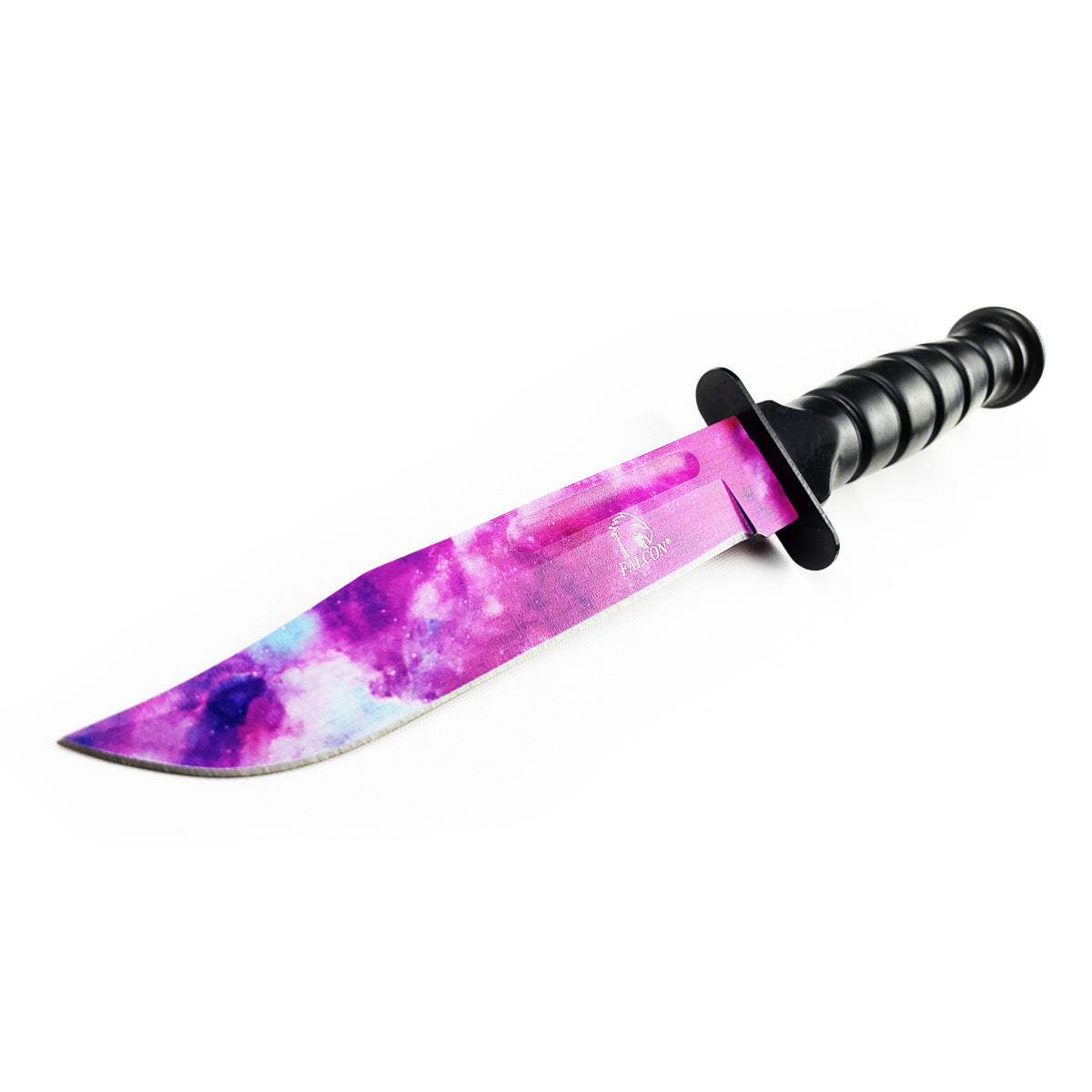 Falcon Tactical Knives W/ Purple Galaxy Coating Blade featuring a textured grip for better handling