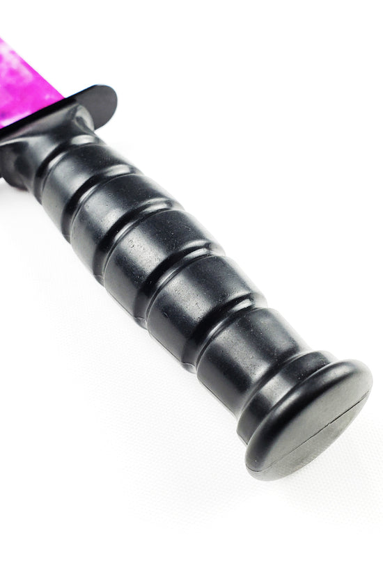 Falcon Tactical Knives W/ Purple Galaxy Coating Blade with a textured black grip for secure handling