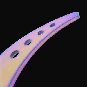 Falcon training karambit for beginners with curved design and holes for grip practice