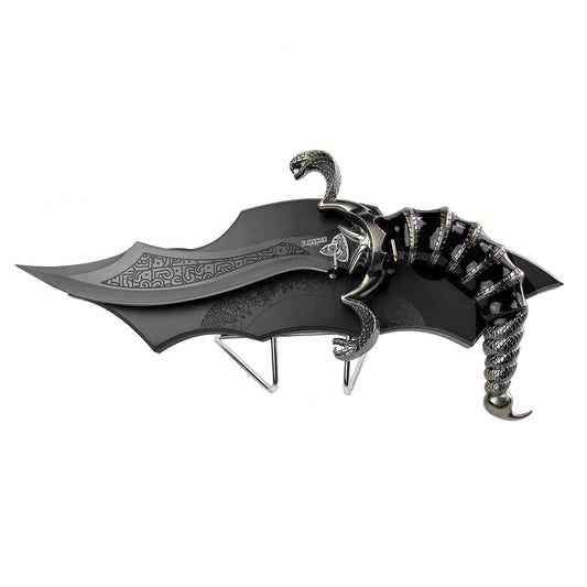 Fantasy Edge 12" Scorpion Dagger Curved Blade Scorpion Dagger W/ Stand with intricate detailing and scorpion design.