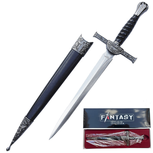 Fantasy Edge - 14'' Macleod Medieval Dagger with Decorative Blade and Scabbard for Collectors