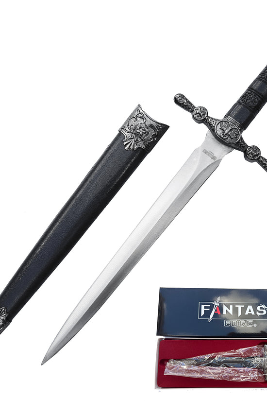 Greenman medieval dagger with ornate hilt and scabbard, perfect for collectors and reenactments