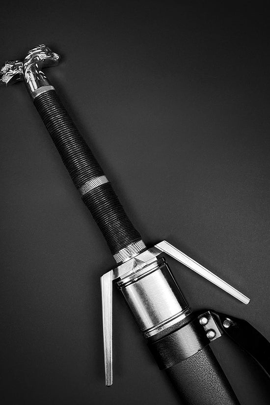 Guild Arms Fantasy Medieval Sword with a detailed dragon handle and sleek black grip