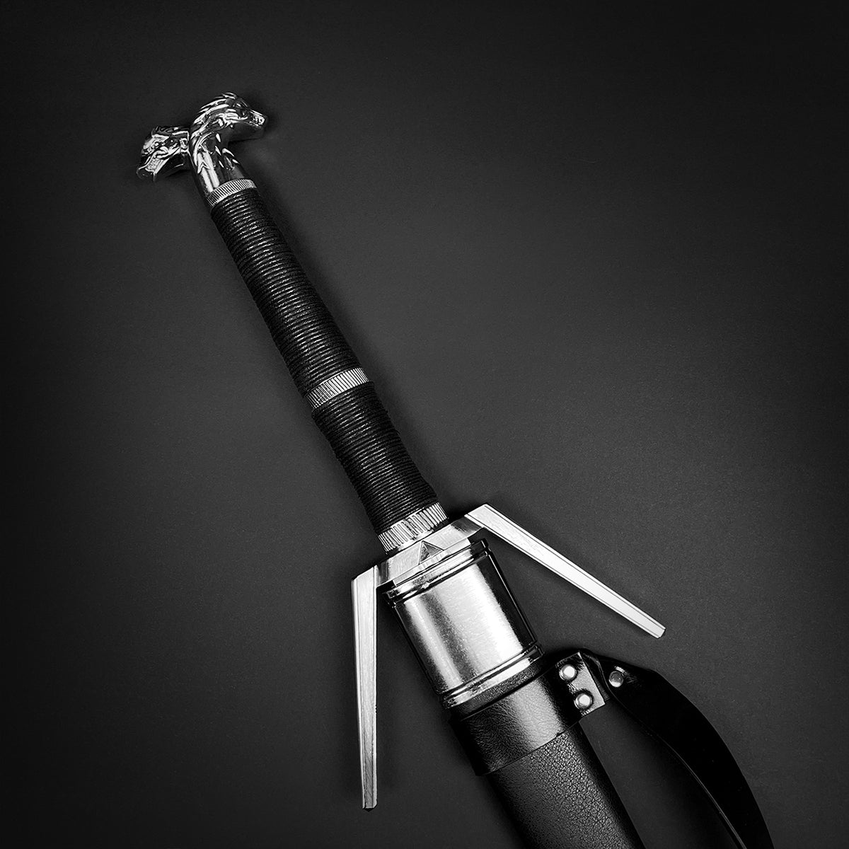 Guild Arms Fantasy Medieval Sword with a detailed dragon handle and sleek black grip