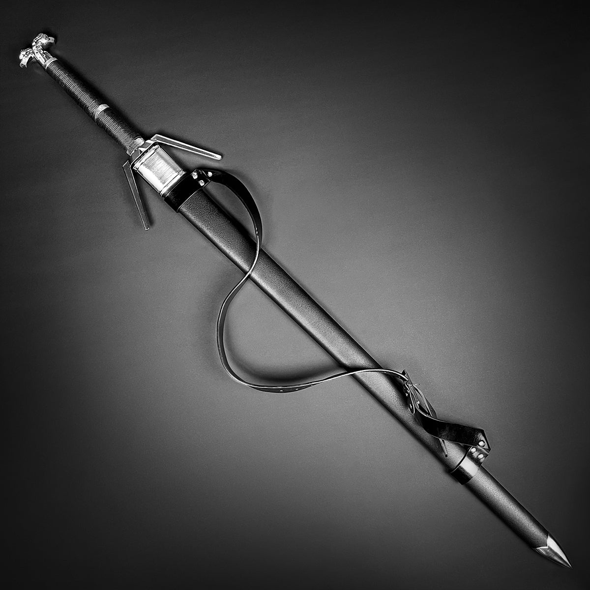 Guild Arms Fantasy Medieval Sword with intricate detailing and leather-wrapped handle