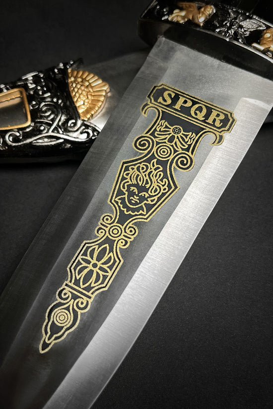 Fantasy Edge Decorative Fantasy Roman Dagger for sale with intricate SPQR design on the blade