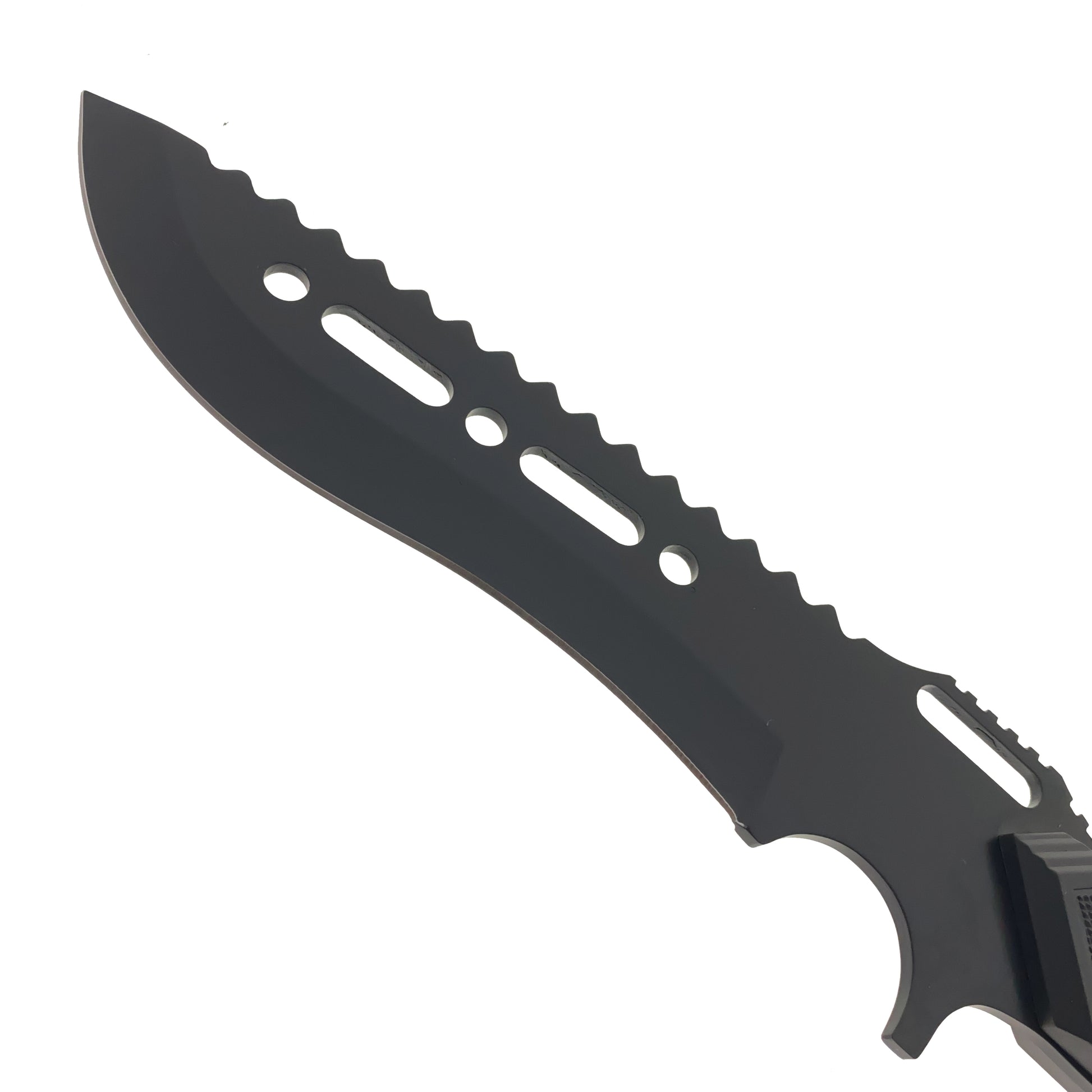 Guild Arms Fixed Blade Black Hunting Knife with serrated edge for versatile outdoor use