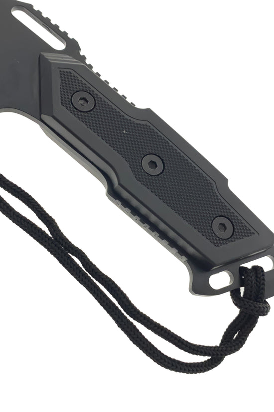 Guild Arms Fixed Blade Black Hunting Knife with Durable Handle and Paracord Lanyard for Outdoor Use