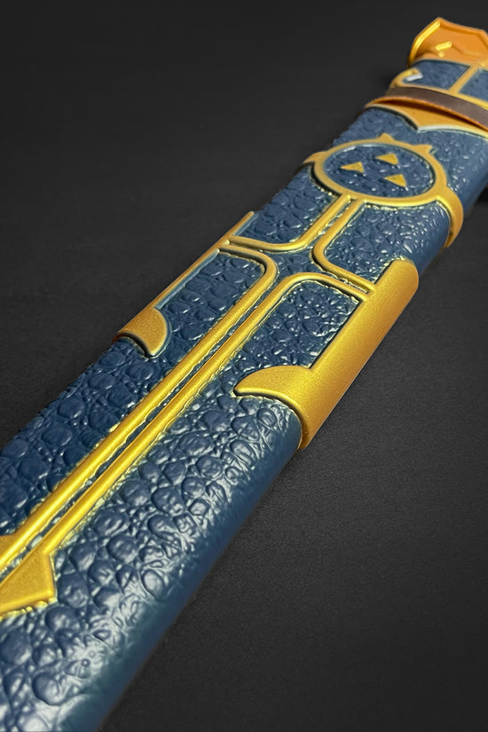 Guild Arms Foam Cosplay Sword with detailed blue and gold design for costume enthusiasts