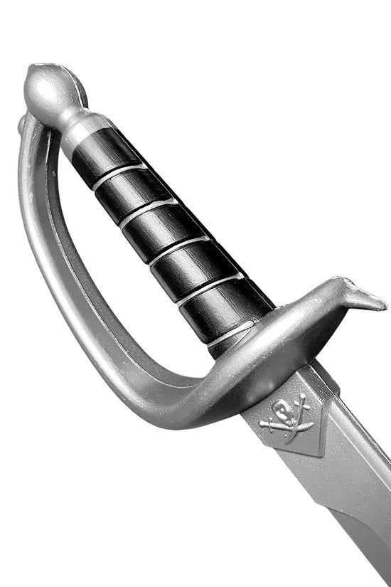 Otaku Gears Foam Cutlass Pirate Sword with a silver blade and black handle for safe play