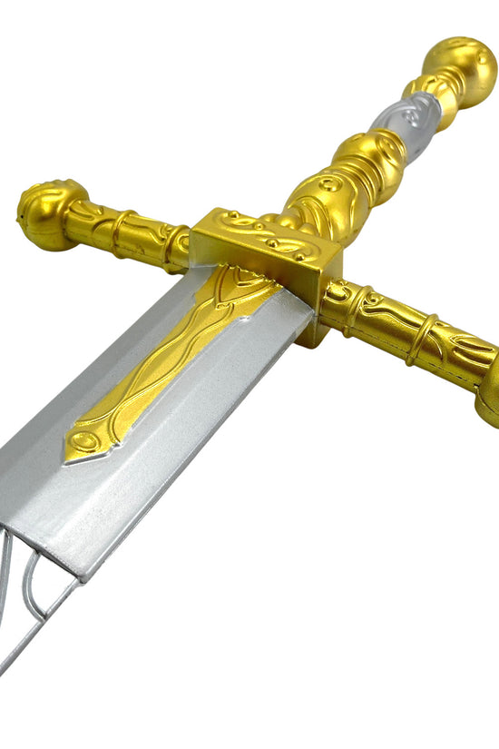 Guild Arms foam elden medieval sword with intricate detailing and a golden hilt for creative play